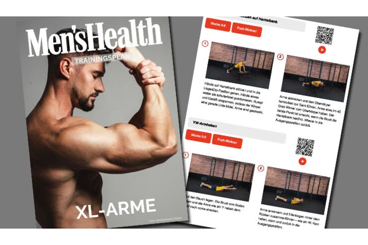 XL-Arme mit Home-Gym-Trainingsplan für 2 Wochen – Trainingsplan für Fortgeschrittene unter 40